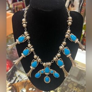 Faux Turquoise: Squash Blossom Necklace